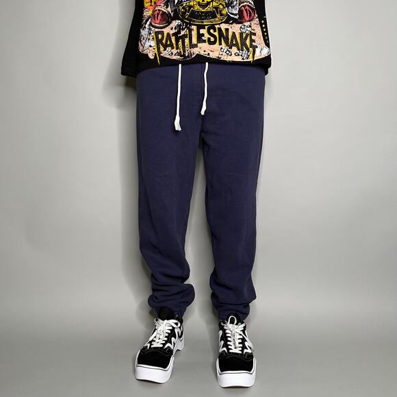 Vintage Russell Sweatpants Faded Navy Blue Cotton Joggers Made in USA 90s - Picture 2 of 4